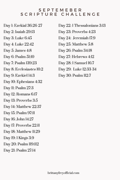 30 Verses on the Heart- September Scripture Challenge